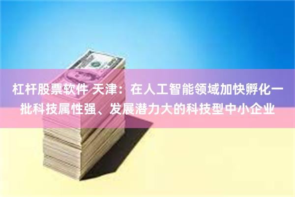 杠杆股票软件 天津：在人工智能领域加快孵化一批科技属性强、发展潜力大的科技型中小企业