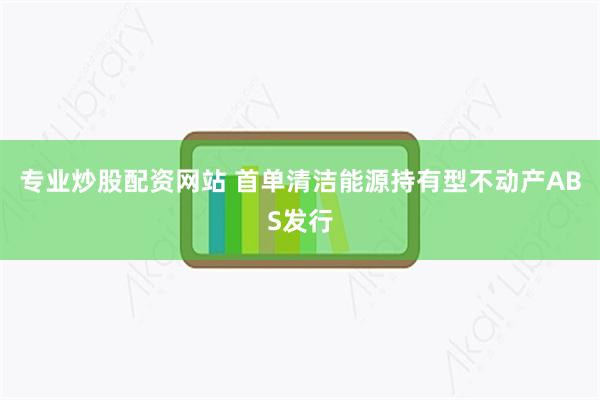 专业炒股配资网站 首单清洁能源持有型不动产ABS发行