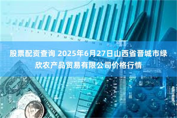股票配资查询 2025年6月27日山西省晋城市绿欣农产品贸易有限公司价格行情