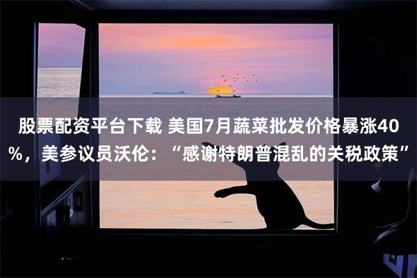 股票配资平台下载 美国7月蔬菜批发价格暴涨40%，美参议员沃伦：“感谢特朗普混乱的关税政策”