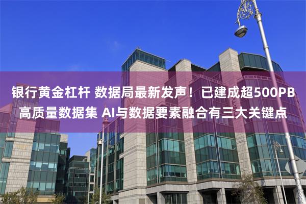 银行黄金杠杆 数据局最新发声!已建成超500PB高质量数据集 AI与数据要素融合有三大关键点
