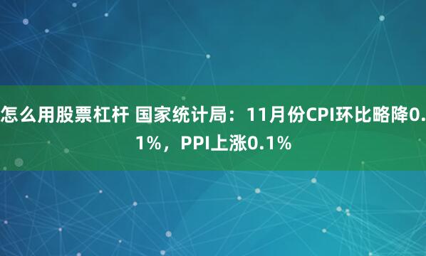 怎么用股票杠杆 国家统计局：11月份CPI环比略降0.1%，PPI上涨0.1%